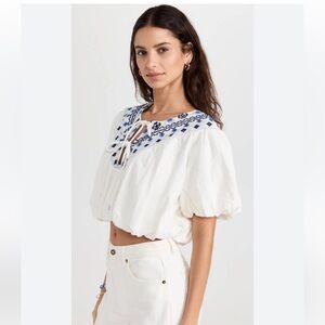 Free People Joni Embroidered Top